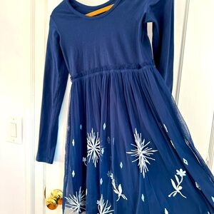 Hanna Andersson Girls Navy Blue Frozen Dress (Disney x Hanna Andersson